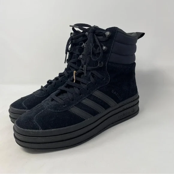 Adidas Gazelle High Boots Triple Black Women’s Athletic Sneakers ID6983 - NWT - Picture 9 of 14